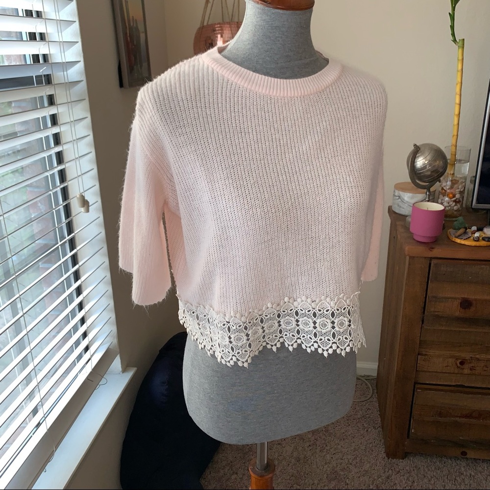 Barely Worn Topshop Cropped Sweater with Lace